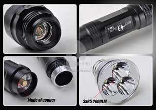 Modes 2000Lm 3X CREE XP G R5 LED Extended Flashlight Torch 2000 