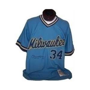 Autographed Rollie Fingers Jersey   HOF 92 #34 1982 Mitchell & Ness 