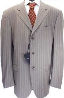 NEW100%AUTH CERRUTI 1881 WOOL GRAY PINSTREPED SUIT 46  