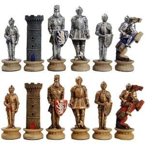   Themed Chessmen: Medieval Knights in Armor Chess Pieces: Toys & Games