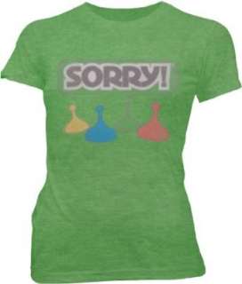  Sorry! Board Game Logo Heather Green Juniors T Shirt Tee 