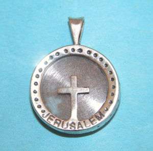 SUPERB STERLING SILVER CROSS PENDANT WITH GOLGOTHA SOIL  