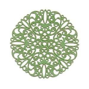 Sea Green Color Coated Brass Stamping By Ezel   Ornate Round Filigree 