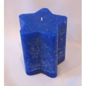  Hand Poured Star Rustic Pillar 3.5x3 Wax Candle, Blue 