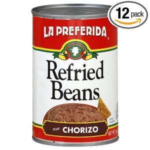 La Preferida Refried Beans Chorizo, 16 Ounce (Pack of 12)  