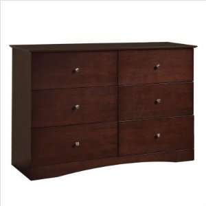  Royalton 6 Drawer Solid Wood Dresser in Brown AW6DWB 