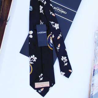 brand new LEONARD tie silk black cream floral shells  