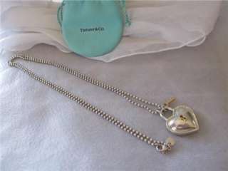 Tiffany & Co.Silver 18K Gold Heart Padlock Key Necklace  