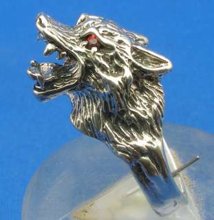 Sterling Silver Snarling Wolf Head necklace pendant  