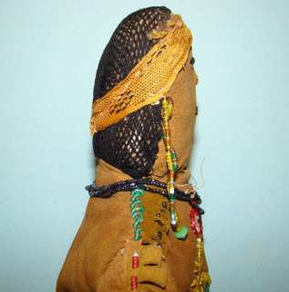 19thC Native American Indian Doll Deer Hide Beading Beadwork  