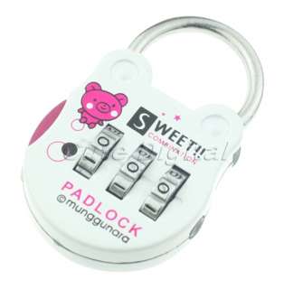 Cute Password Security Lock 3 Dial Combination Padlock  