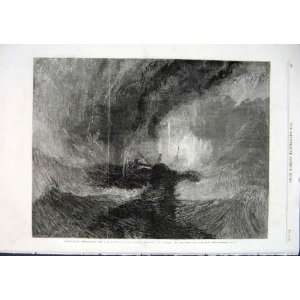  Steam Boat Snowstorm By Turner Old Print 1863 Ships