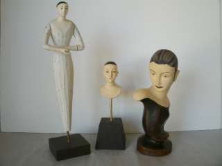 SMALL MANNEQUIN DISPLAY MODELS; 2 BUSTS & 1 FULL BODY, MOVEABLE ARMS 