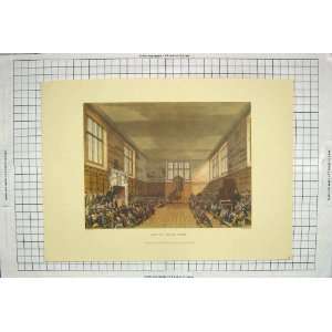  HARROW SCHOOL ROOM 1816 ANTIQUE COLOUR PRINT
