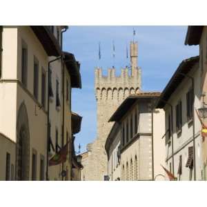 Via DellOrto and Town Hall Tower, Arezzo, Tuscany, Italy, Europe 