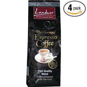 Landwer Espresso Rich Ground Coffee, 8.8 Ounce Package (Pack of 4 