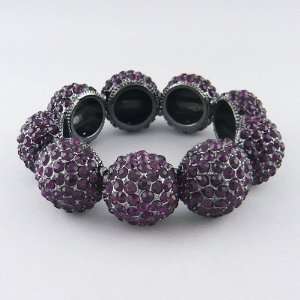  Sista Jewelry Purple Rhinestone Ball Stretch Bracelet 