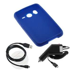  GTMax Blue Soft Silicone Case + Car Charger + USB Sync 