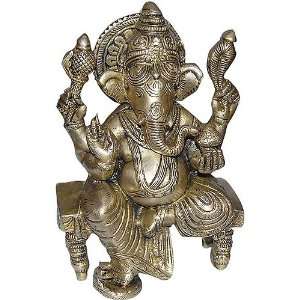   God Ganesha for Luck & Prosperity Brass Statue Sculpture Art: Home