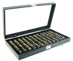 Glass Top 144 Ring Black Showcase Jewelry Display Case  