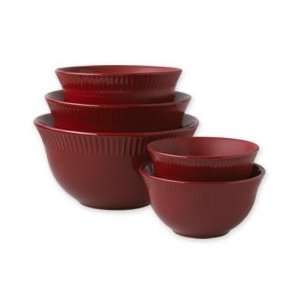 Solid Color Collection Mixing Bowls, Set of 5, Red: Home 