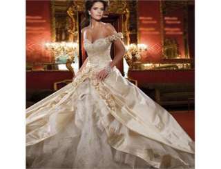 2012 New Embroidery Champagne Stock Bridal Wedding Dress Size 6 8 10 