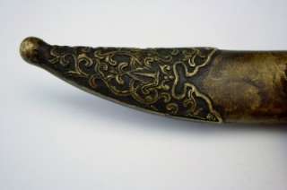 EXCELLENT & FINE 19C BRASS STERLING MOUNTED CHINESE SNAKE HEAD DAGGER 