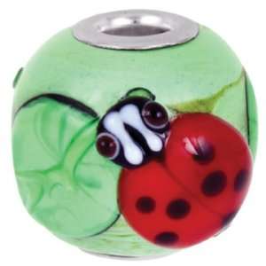 Bauble LuLu 3 D LARGE Artisan Glass with Ladybug Popping Off European 