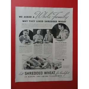 Shredded Wheat,1934 print ad (whole family)orinigal 1934 magazine 