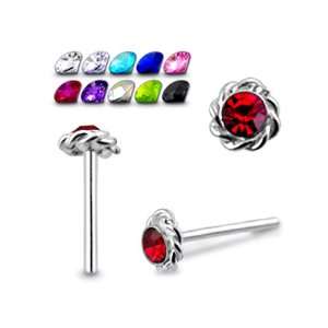  Gemmed Twined Flower Straight Nose Pin Jewelry