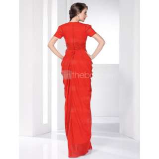   Free Ship 2012 Hot Prom Gown Long Evening Dresses Custom Short Sleeve