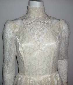   Vintage 70s dress xs Jessica McClintock embroidery lace bridal formal