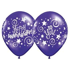 11 Anniversary Stars & Swirls Around Balloons (100 ct 