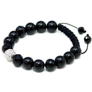 Shamballa Inspired Style Black Onyx and Silver Color Crystal Ball 