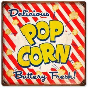  Pop Corn Food and Drink Vintage Metal Sign   Garage Art 