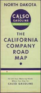 1937 CALSO GASOLINE Road Map NORTH DAKOTA Fargo Minot  