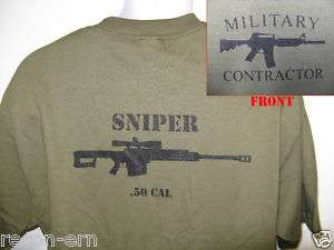 PRIVATE MILITARY CONTRACTOR T SHIRT/ .50 CAL SNIPER  