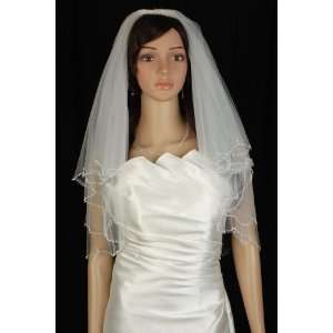    2T Real Swarovski Crystal Elbow Length Wedding Veil Beauty