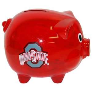 NCAA Ohio State Buckeyes Plastic Piggy Bank (Red):  Sports 