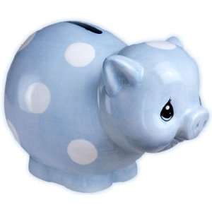   Kids Blue White Dots Pig Piggy Mony Penny Bank NEW 