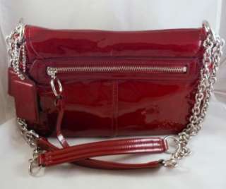   Wine Patent Leather Flap Bag Purse Convertible Straps NWT 17854  