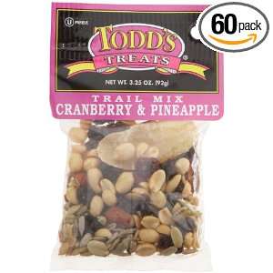 Todds Incorporated Trail Mix Cranberry & Pineapple, 3.25 Ounce Bags 