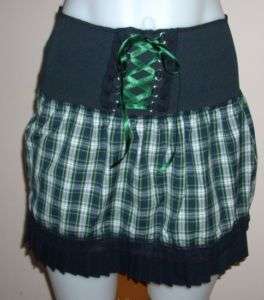 Gothic Green Plaid Corset Pleated Skirt sz S DiY Lolita  