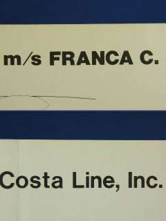Vintage Deck Plan Costa Cruise Ship Line m/s FRANCA C.  