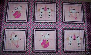 White Poodle Noel Square Patch Cotton Fabric  
