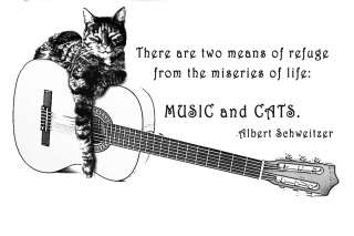   and GUITAR Lovers T Shirt MUSIC & CATS Albert Schweitzer Quote  