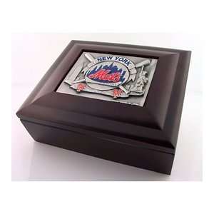  New York Mets Wood Collectors Box MLB Baseball with Pewter 