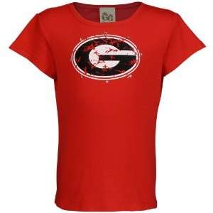   Bulldogs Red Girls Swarovski Crystal T shirt