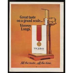  1969 Viceroy Longs Cigarette Grand Scale Print Ad (10685 
