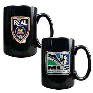 Real Salt Lake MLS 2pc Black Ceramic Mug Set   Primary Team Logo & MLS 
